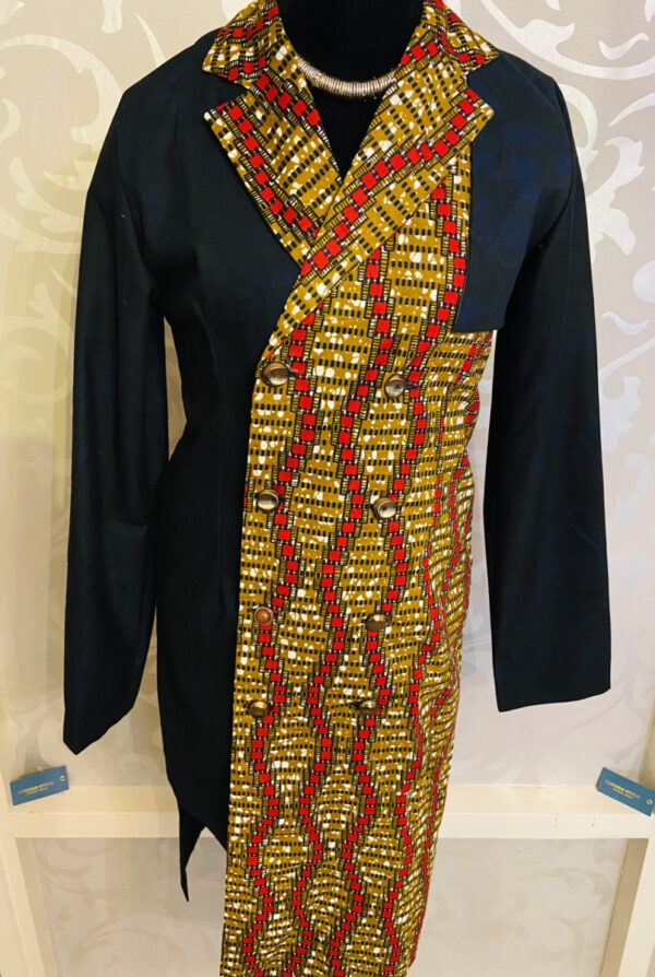 luboko-style-dhahabu-nyeusi-double-breasted-minni-dress-brown-cake